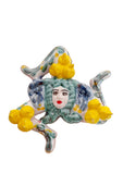 Trinacria da muro in ceramica di Caltagirone dipinta a mano. Cm 14