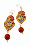 Orecchini cuore sacro in ceramica, rosso