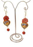 Orecchini cuore sacro in ceramica, rosso