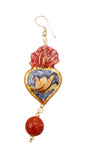 Orecchini cuore sacro in ceramica, rosso