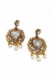 Orecchini in ottone con cuore sacro e perle