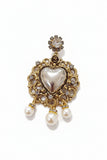 Orecchini in ottone con cuore sacro e perle