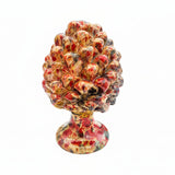 Pigna  puntinata rosso e verde h 15 cm