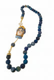 Collana agata striata blu con Testa di Moro in Ceramica al terzo fuoco