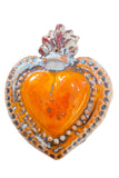 Cuore sacro celeste-arancione, 17x14
