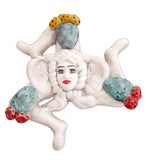 Trinacria da muro in ceramica di Caltagirone dipinta a mano. Cm 14