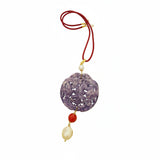 Collana con ciondolo giada viola e perla naturale