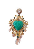 Orecchini con cuore sacro verde e cristalli