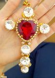 Collana croce e cuore sacro con cristalli