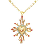 Collana dorata con ex voto cuore sacro e raggi