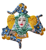 Trinacria da muro in ceramica di Caltagirone. Cm 30