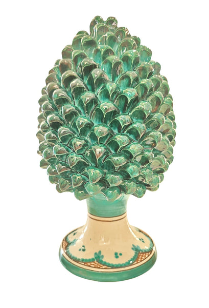 Alzata Pigna in Ceramica di Caltagirone Ciotola verde Centrotavola Soprammobile Alzata Pigna in Ceramica di Caltagirone Ciotola verde Centrotavola Soprammobile