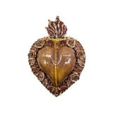 Ex voto cuore sacro con rose a rilievo