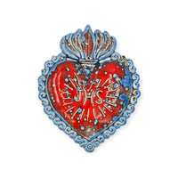 Ex Voto Cuore Sacro in ceramica artigianale, cm 17 x 15