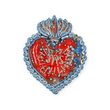 Ex Voto Cuore Sacro in ceramica artigianale, cm 17 x 15
