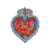 Ex Voto Cuore Sacro in ceramica artigianale, cm 17 x 15