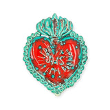 Ex Voto Cuore Sacro in ceramica artigianale, cm 17 x 15