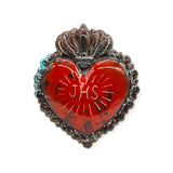 Ex Voto Cuore Sacro in ceramica artigianale, cm 17 x 15