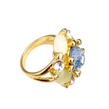 Anello con cristalli, Celeste e verde