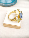 Anello con cristalli, Celeste e verde