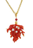 Collana lunga con corallo e perle
