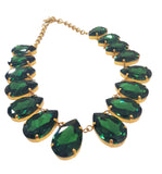 Collana girocollo con cristalli a goccia verde brillante