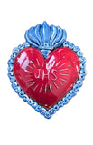 Ex Voto Cuore Sacro in ceramica artigianale, cm 17 x 15, vari colori