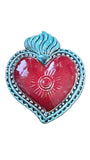 Ex Voto Cuore Sacro in ceramica artigianale, cm 17 x 15, vari colori