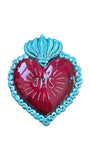 Ex Voto Cuore Sacro in ceramica artigianale, cm 17 x 15, vari colori