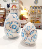 Uova pasquali in Ceramica madreperlati, decori floreali, 3 misure