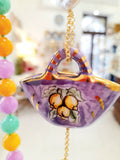 Collana lunga con agate colorate e coffa siciliana in ceramica