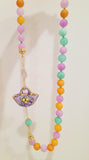 Collana lunga con agate colorate e coffa siciliana in ceramica
