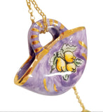 Collana lunga con agate colorate e coffa siciliana in ceramica