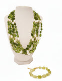 Set collana, bracciale e orecchini con tormalina verde