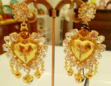 Orecchini cuori sacri con cristalli e pendenti