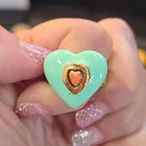 Anello cuore sacro smaltato, vari colori