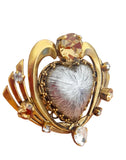 Anello con cuore argentato e cristalli