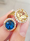 Anello a bottone con cristalli, vari modelli