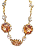 Collana con cristalli bianchi e color ambra