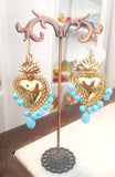 Set collana e orecchini con ciondolo Ex Voto e pasta di turchese
