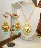 Set collana e orecchini con ciondolo Ex Voto e pasta di turchese