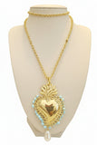 Set collana e orecchini con ciondolo Ex Voto e pasta di turchese