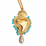 Set collana e orecchini con ciondolo Ex Voto e pasta di turchese