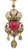 Collana cuore sacro  rosso con pendenti