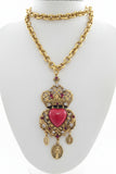 Collana cuore sacro  rosso con pendenti