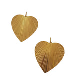 Orecchini cuore-foglia in ottone dorato