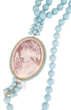 Collana in pasta di turchese con cammeo naturale su conchiglia sardonica
