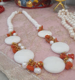 Collana corta perle e corallo