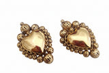 Orecchini cuore sacro in ottone antichizzato con chiusura a clip