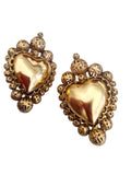 Orecchini cuore sacro in ottone antichizzato con chiusura a clip